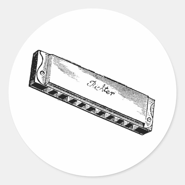 Sticker Rond Harpe Harmonica/Blues (Devant)