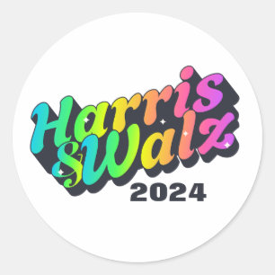 Sticker Rond Harris et Walz Rainbow