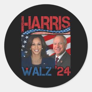 Sticker Rond Harris Tim Walz Waltz 3