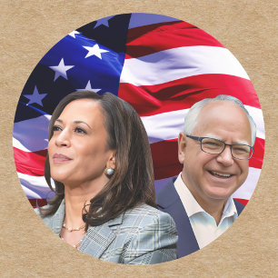Sticker Rond Harris Waltz 2024 - Kamala Harris Tim Waltz