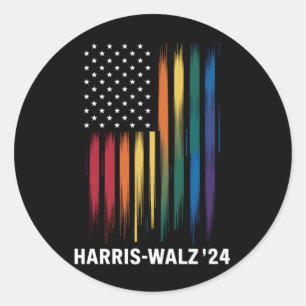 Sticker Rond Harris Walz 2024 Election Kamala Tim Waltz LGBT