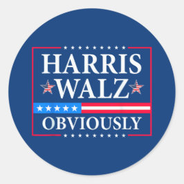 Sticker Rond Harris Walz 2024 Évidemment