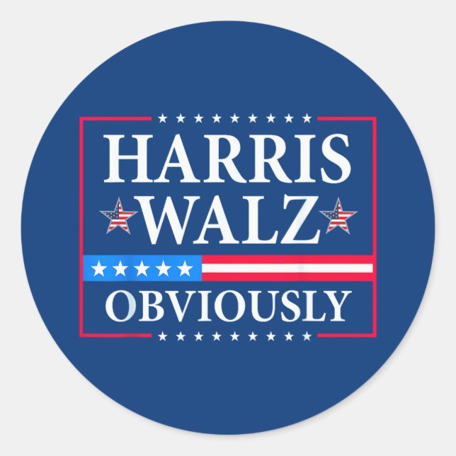 Sticker Rond Harris Walz 2024 Évidemment (Devant)