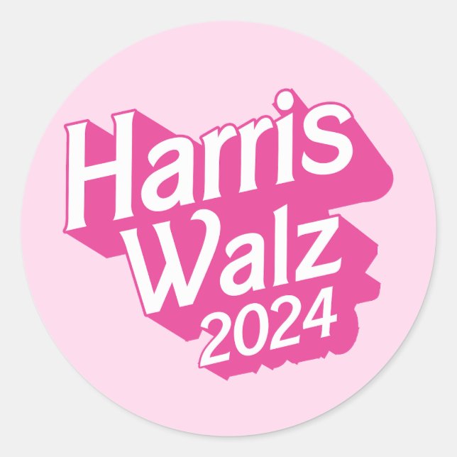 Sticker Rond Harris Walz 2024 Pink (Devant)
