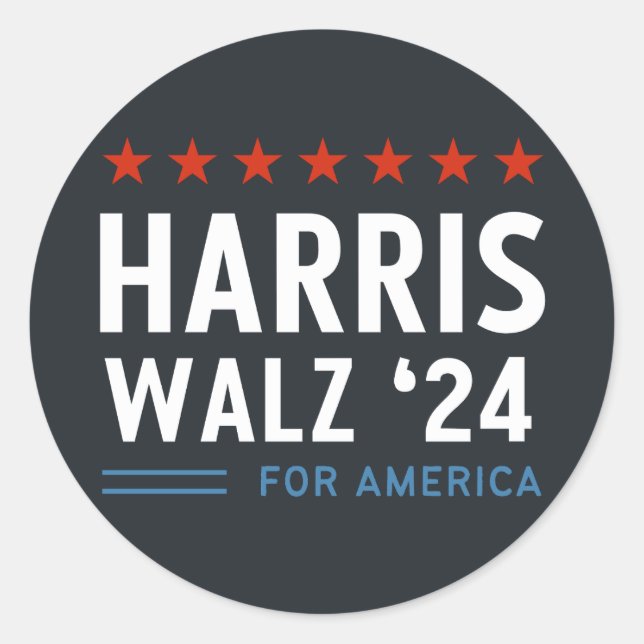 Sticker Rond Harris Walz 2024 Pour L'Amérique (Devant)