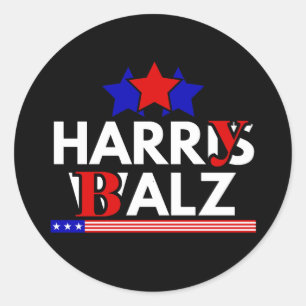 Sticker Rond Harris Walz 24 Harry Balz 2024 Mème Démocrates