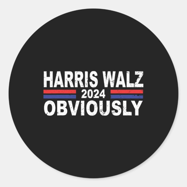 Sticker Rond Harris Walz Évidemment 2024 Kamala Harris Waltz 20 (Devant)