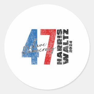 Sticker Rond Harris Wheimer 2024 Sauver la démocratie 2024 Élec