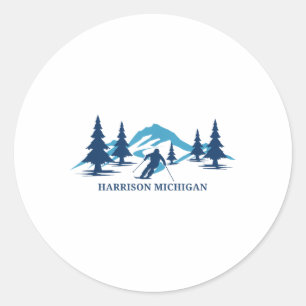 Sticker Rond Harrison Michigan Station de ski Ski Skier _1