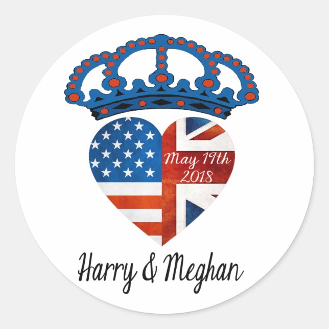 Sticker Rond Harry & Meghan Mariage, 19 mai 2018 (Devant)