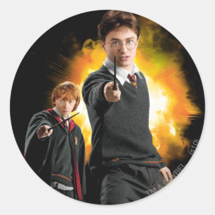 Sticker Rond Harry Potter and Ron Weasely