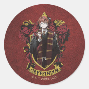 Sticker Rond HARRY POTTER™ Anime Ron Weasley House Crest