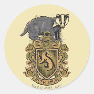 Sticker Rond Harry Potter   Blason de Poufsouffle avec Blaireau