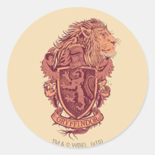 Sticker Rond Harry Potter   Blason du Lion Gryffindor