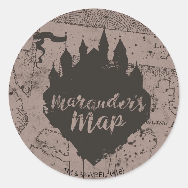 Sticker Rond Harry Potter | Carte du château Marauder de HOGWAR (Devant)