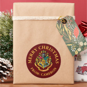 Sticker Rond Harry Potter CIMIER DE POUDLARD Joyeux Noël