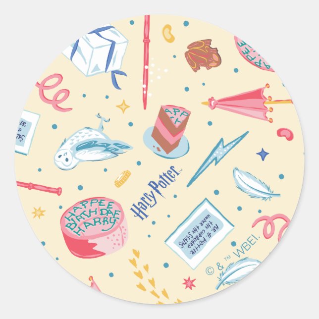 Sticker Rond HARRY POTTER™ Motif de fête d'anniversaire (Devant)