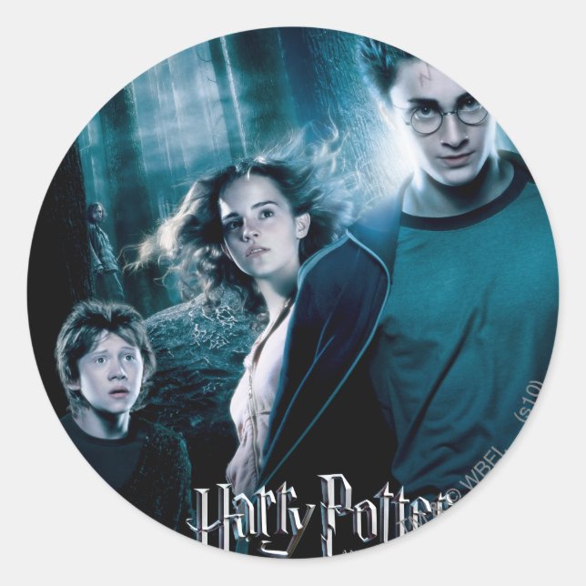 Sticker Rond Harry Potter Ron Hermione En Forêt (Devant)