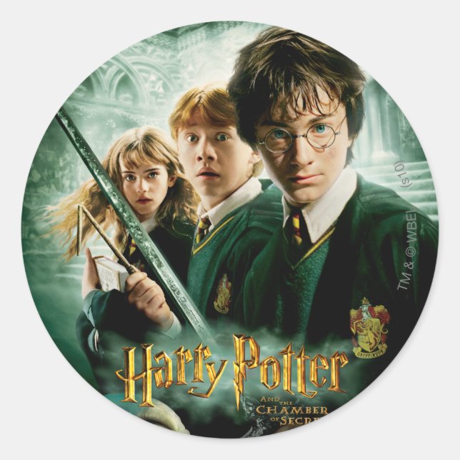 Sticker Rond Harry Potter Ron Hermione Groupe Dobby Saisie (Devant)