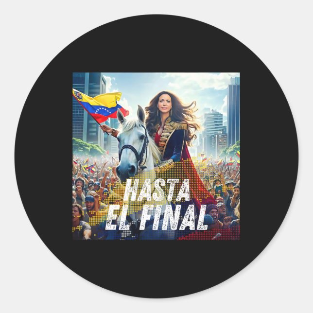 Sticker Rond Hasta El Final Maria Corina Machado (Devant)