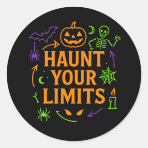 Sticker Rond Haunt Your Limits Neon Halloween
