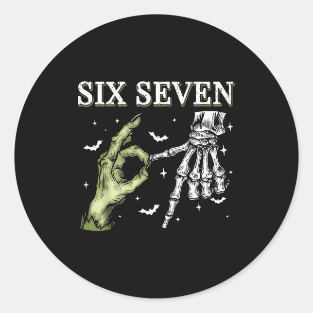 Sticker Rond Haunted By 67 – Funny Skeleton Hands Halloween Cos (Devant)