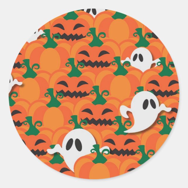 Sticker Rond Haunted Halloween Citrouille Patch Ghosts (Devant)