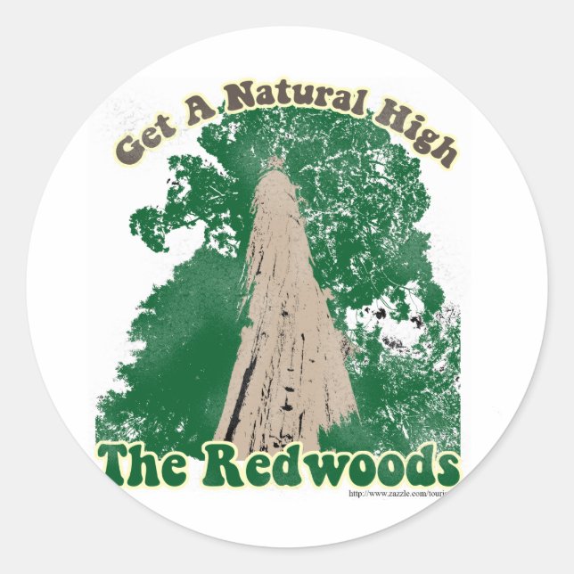 Sticker Rond Haut naturel de Redwood (Devant)