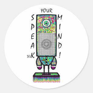 Sticker Rond Haut-parleur Cyclope Drôle Pointeur d'Esprit