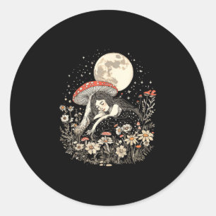 Sticker Rond Haut pour femmes champignon cottagecore vintage
