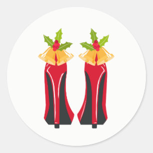 Sticker Rond Haut talons rouges avec cloches de Noël