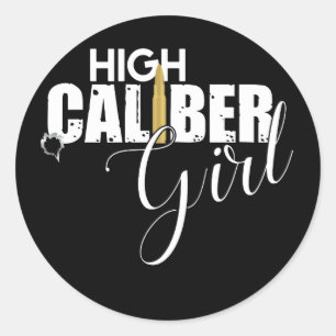 Sticker Rond Haute Madame Gun Lover de fille de calibre