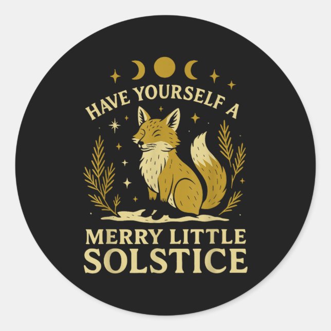 Sticker Rond Have Yourself A Merry Little Solstice Fox Mystic  (Devant)