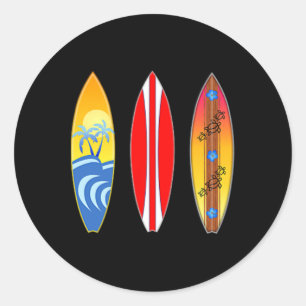 Sticker Rond Hawaï Tiki Polynésien Surf Surf Surfboard (2-s