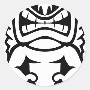 Sticker Rond Hawaïen Tiki Masque Dieu