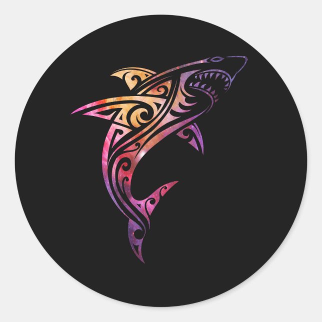 Sticker Rond Hawaii Mano Tribal Shark (Devant)