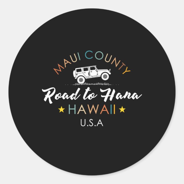 Sticker Rond Hawaii Maui Road À Hana Hawaiian (Devant)