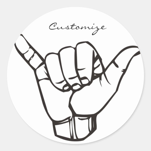 Sticker Rond Hawaii Shaka Brah Wave Thunder_Cove (Devant)