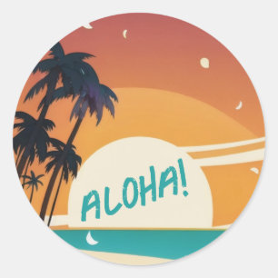 Sticker Rond Hawaiian/Aloha/Tropical/plage
