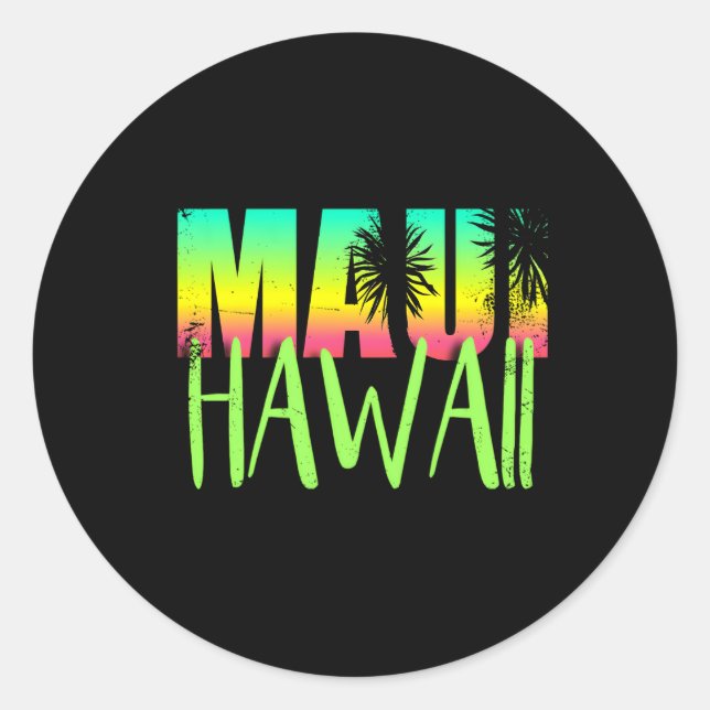 Sticker Rond Hawaiian Maui Hawaii Vacances (Devant)