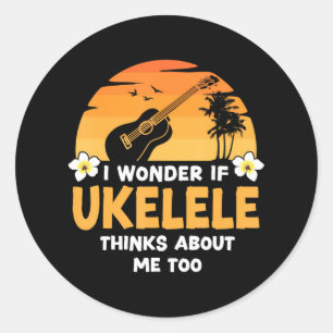 Sticker Rond Hawaiian Ukulele Uke Je Me Demande Si Ukulele Pens