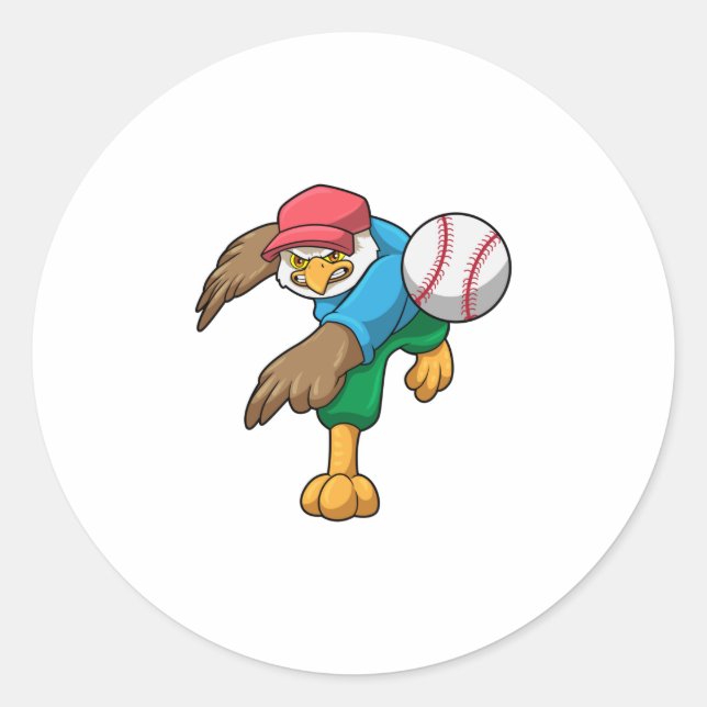 Sticker Rond Hawk au baseball avec batte de baseball (Devant)