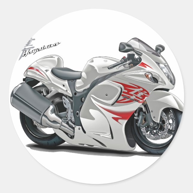 Sticker Rond Hayabusa White-Red Bike (Devant)