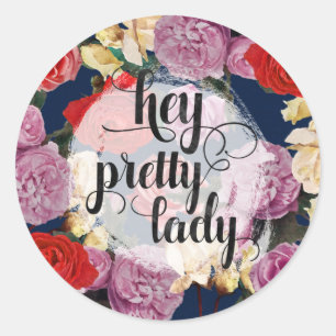 Sticker Rond Hé assez roses vintages dramatiques de Madame  