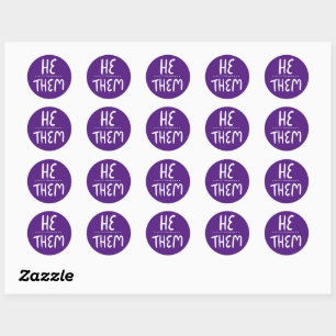 Sticker Rond HE / THEM Pronononounes Purple Handlettering Ensem