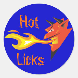Sticker Rond Head_ du diable ardent " chaud lèche" le décalqu