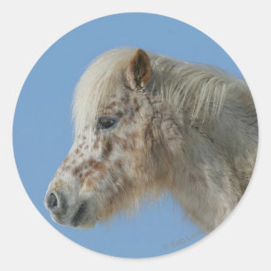 Sticker Rond Headshot miniature de cheval