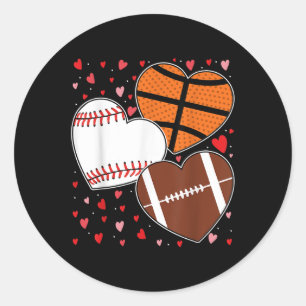 Sticker Rond Heart Basketball Baseball Garçons Mens Valen