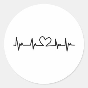 Sticker Rond Heart Beat