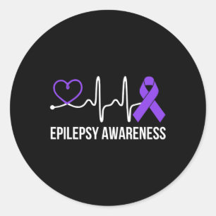 Sticker Rond Heart-beat Epilepsy Sensibilisation à l'épilepsie 